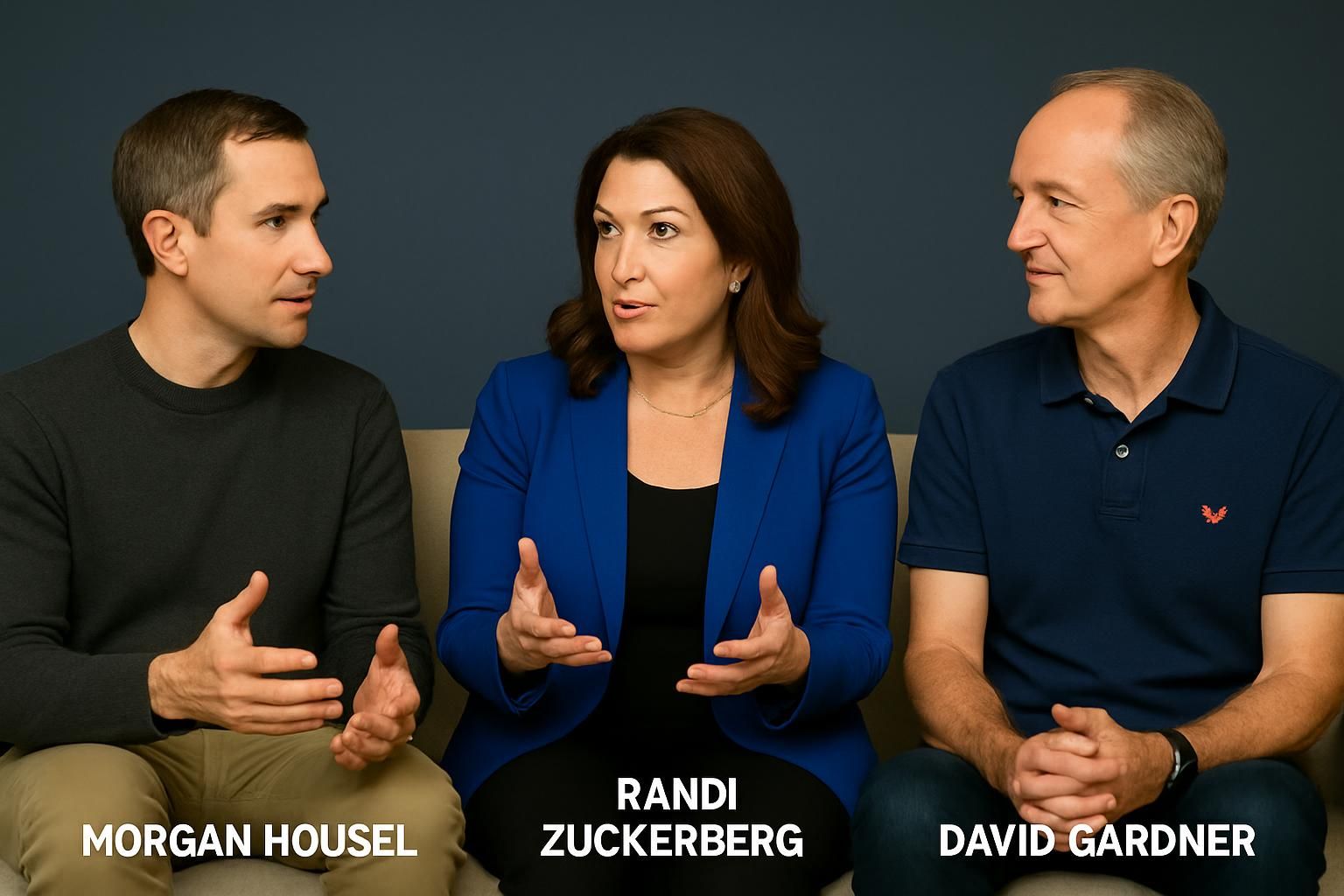 scopri le riflessioni di morgan housel, randi zuckerberg e david gardner in un dialogo coinvolgente su saggezza, innovazione e finanza, raccontando storie che ispirano e informano.