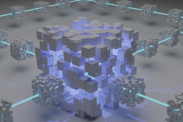 Rete blockchain decentralizzata — simbolo della privacy e libertà finanziaria di Bitcoin