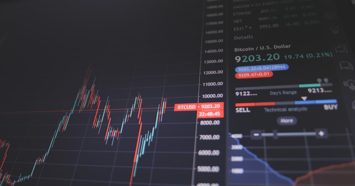 Schermo di trading professionale con grafici Bitcoin e crypto — Morgan Stanley E*Trade trading crypto retail 2026